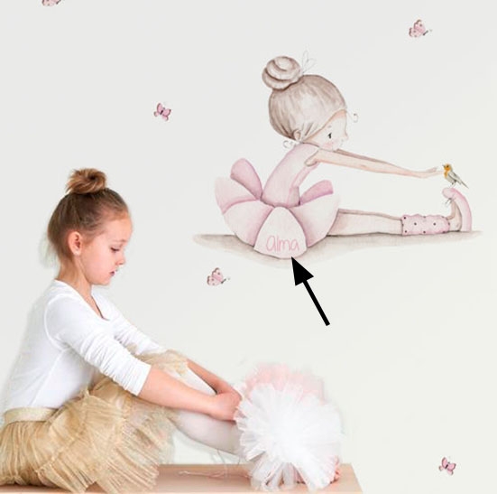 Sticker per bambini personalizzato Ballerina dance II - Il Mondo di Alex