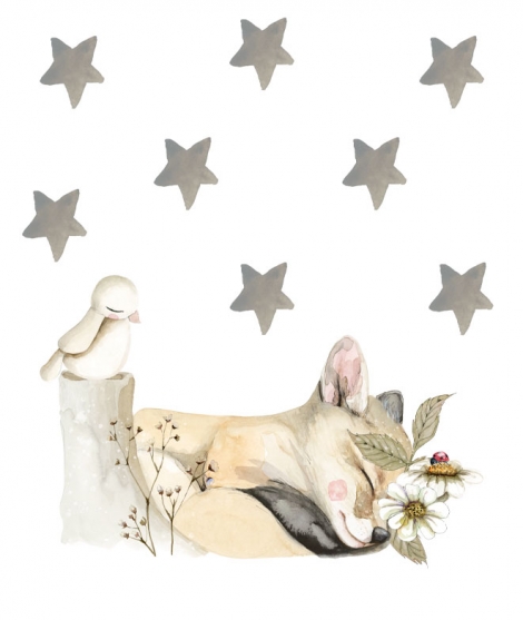 SLEEPING FOX - Customizable Children's Sticker