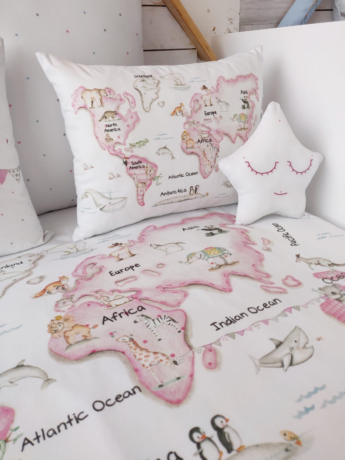 Funda nórdica de algodón para cama juvenil Mundi atlas del mundo
