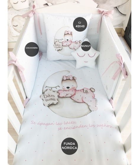 SWEET DREAMS BABY BEAR PINK Duvet Cover crib