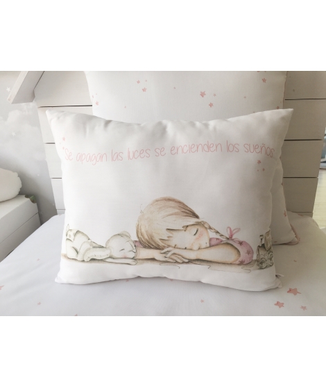 SLEEPING BABY GIRL AND WAGONS Personalized Pillow