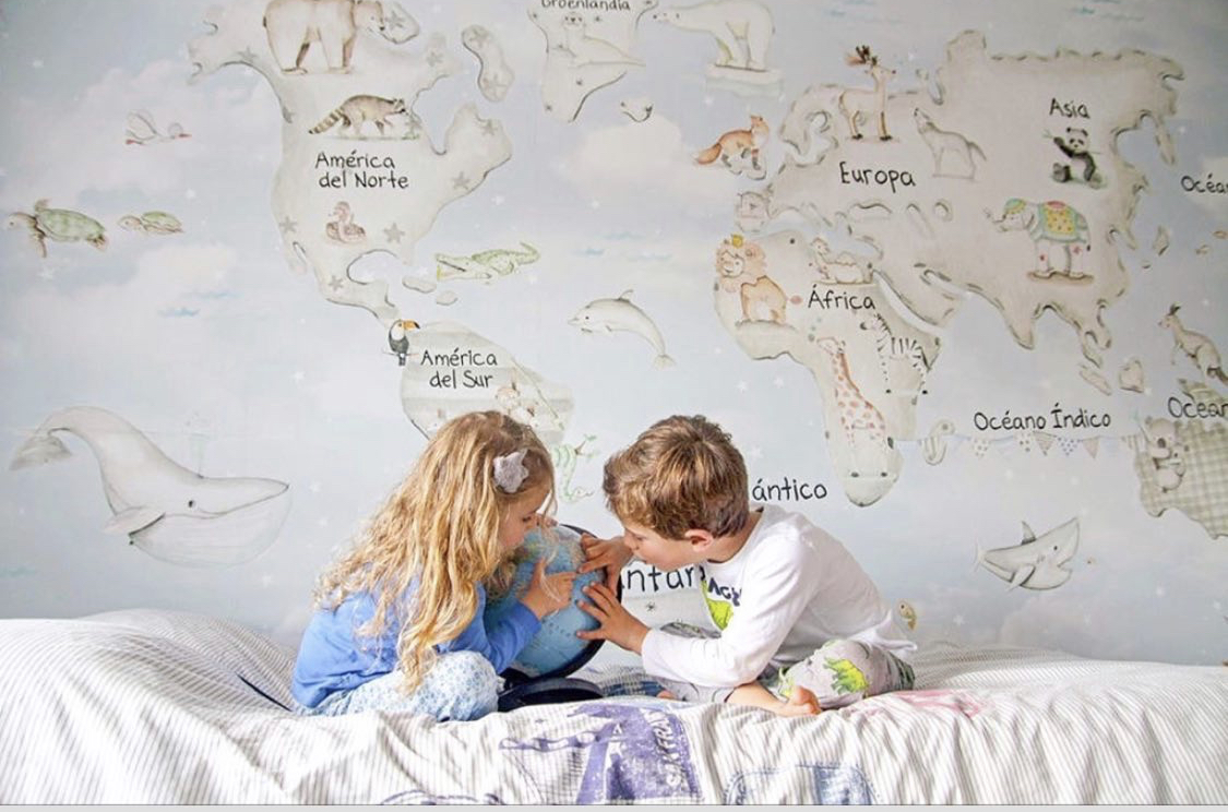mural de papel pintado mapa mundi