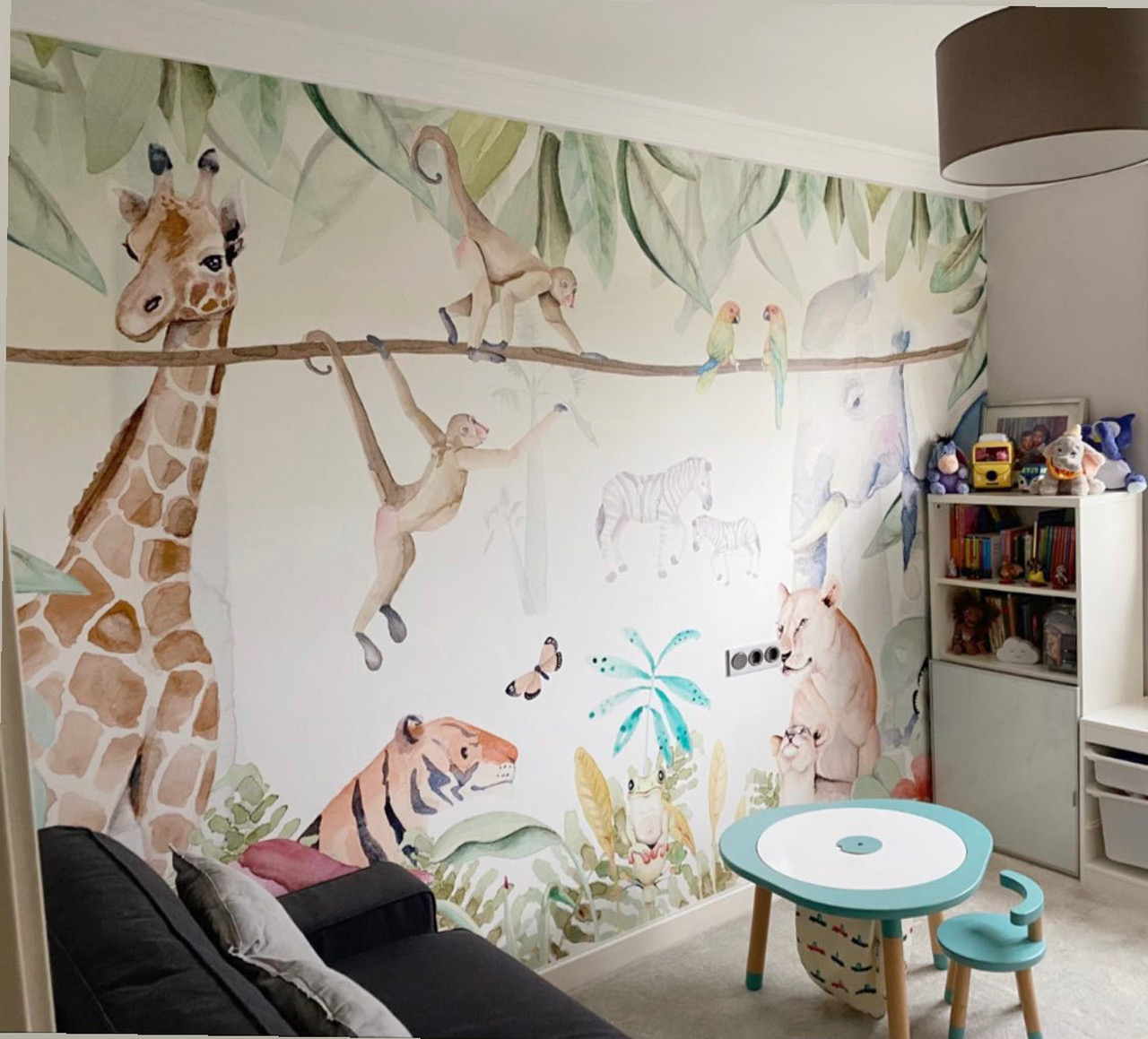 mural de papel pintado infantil jungla